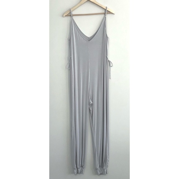 EBERJEY Finley Knotted Stretch-Jersey Jumpsuit in Soft Gray - Picture 10 of 14